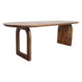 Table à manger bois massif brun piètement sculptural 180x90 cm