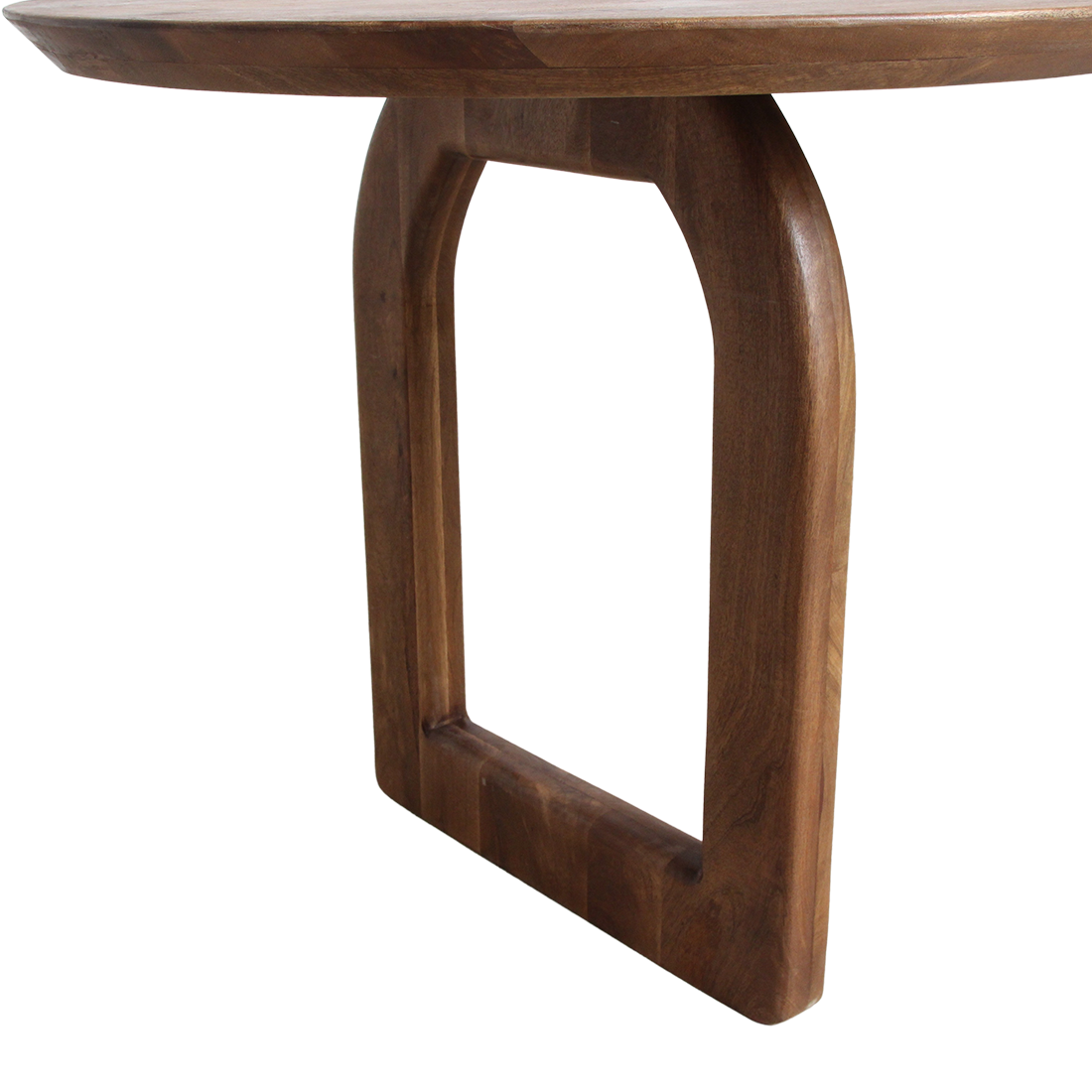Table à manger bois massif brun piètement sculptural 180x90 cm