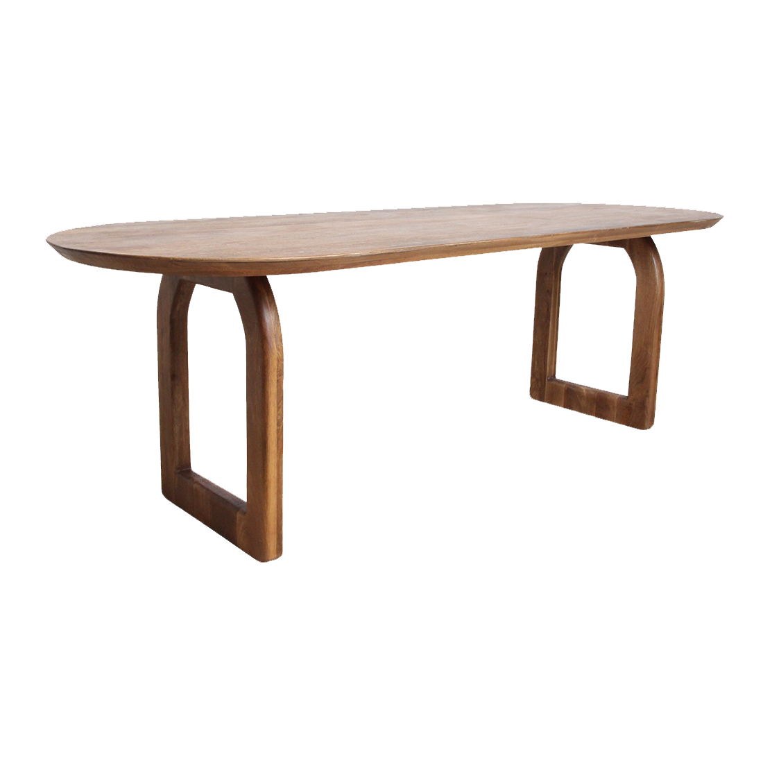 Table à manger en bois de manguier arrondie marron – 180x90 cm