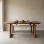 Table à manger en bois de manguier arrondie marron – 180x90 cm