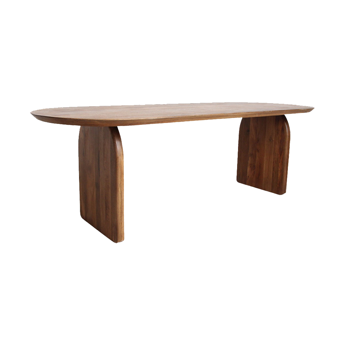 Table à manger en bois de manguier brun bords arrondis – 180x90 cm