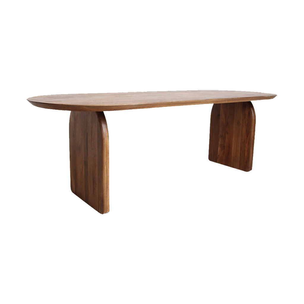 Table à manger en bois de manguier brun bords arrondis – 180x90 cm