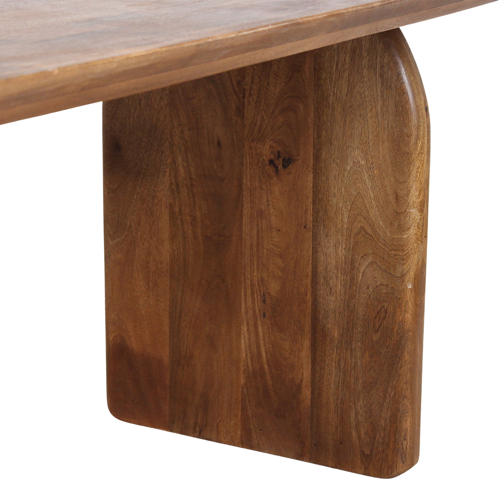Table à manger en bois de manguier brun bords arrondis – 180x90 cm