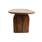 Table à manger bois mangue brun arrondi base mixte – 200x90 cm