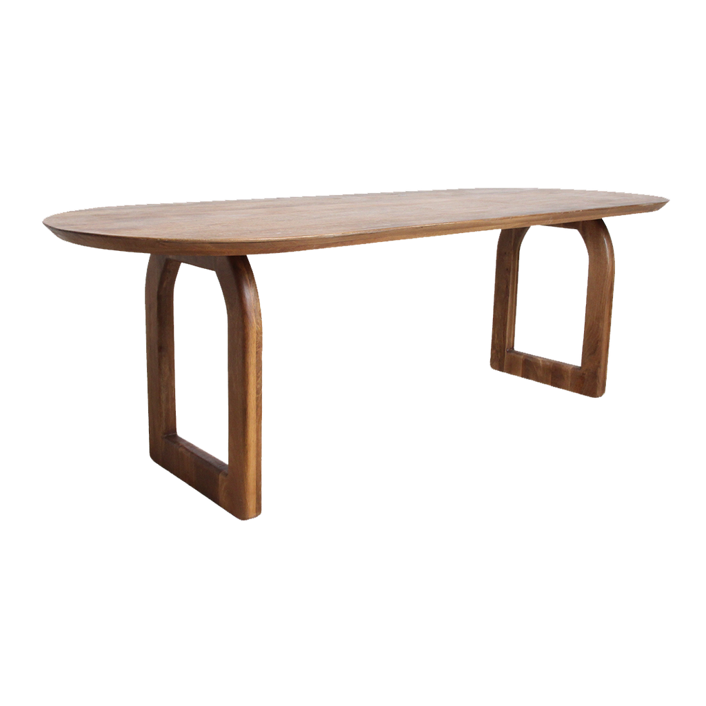 Table à manger ovale en bois de manguier brun chaleureux - 200x90 cm