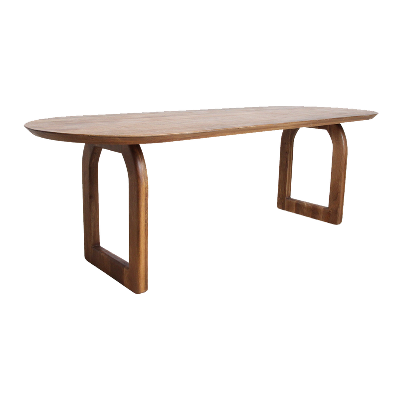 Table à manger ovale en bois de manguier brun chaleureux - 200x90 cm