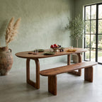 Table à manger ovale en bois de manguier brun chaleureux - 200x90 cm