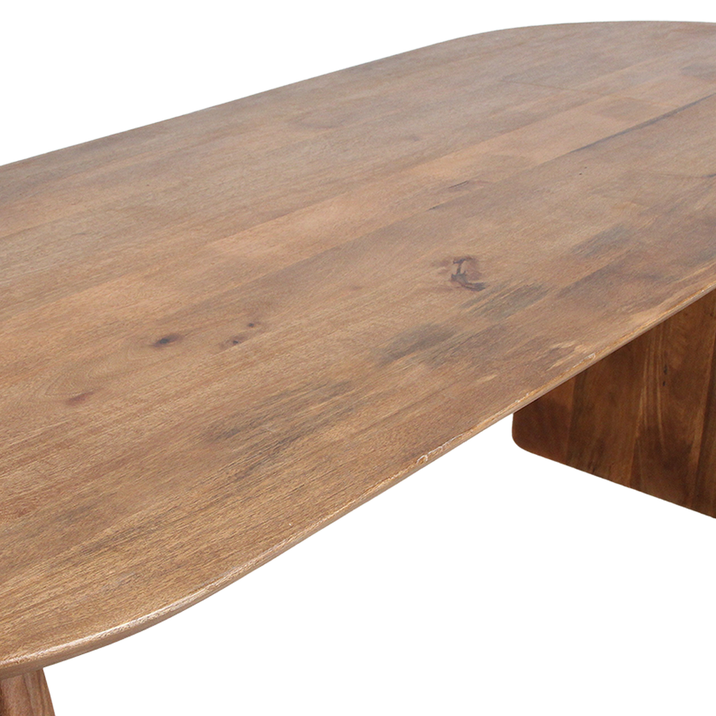 Table à manger ovale en bois de manguier brun chaleureux - 200x90 cm