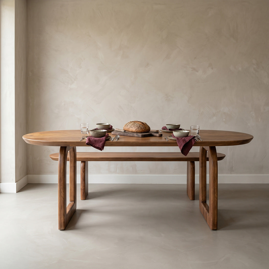 Table à manger ovale en bois de manguier brun chaleureux - 200x90 cm