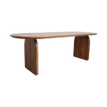 Table à manger ovale en bois de manguier brun piétement plein – 240x90 cm