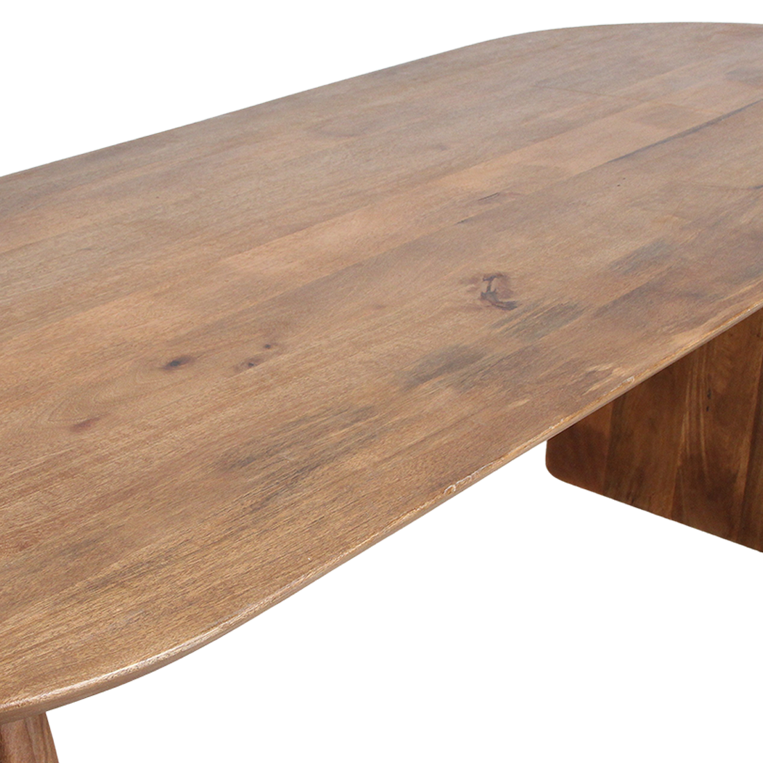 Table à manger ovale en bois de manguier brun piétement plein – 240x90 cm