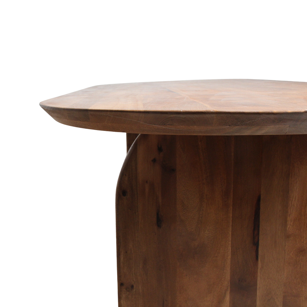 Table à manger ovale en bois de manguier brun piétement plein – 240x90 cm