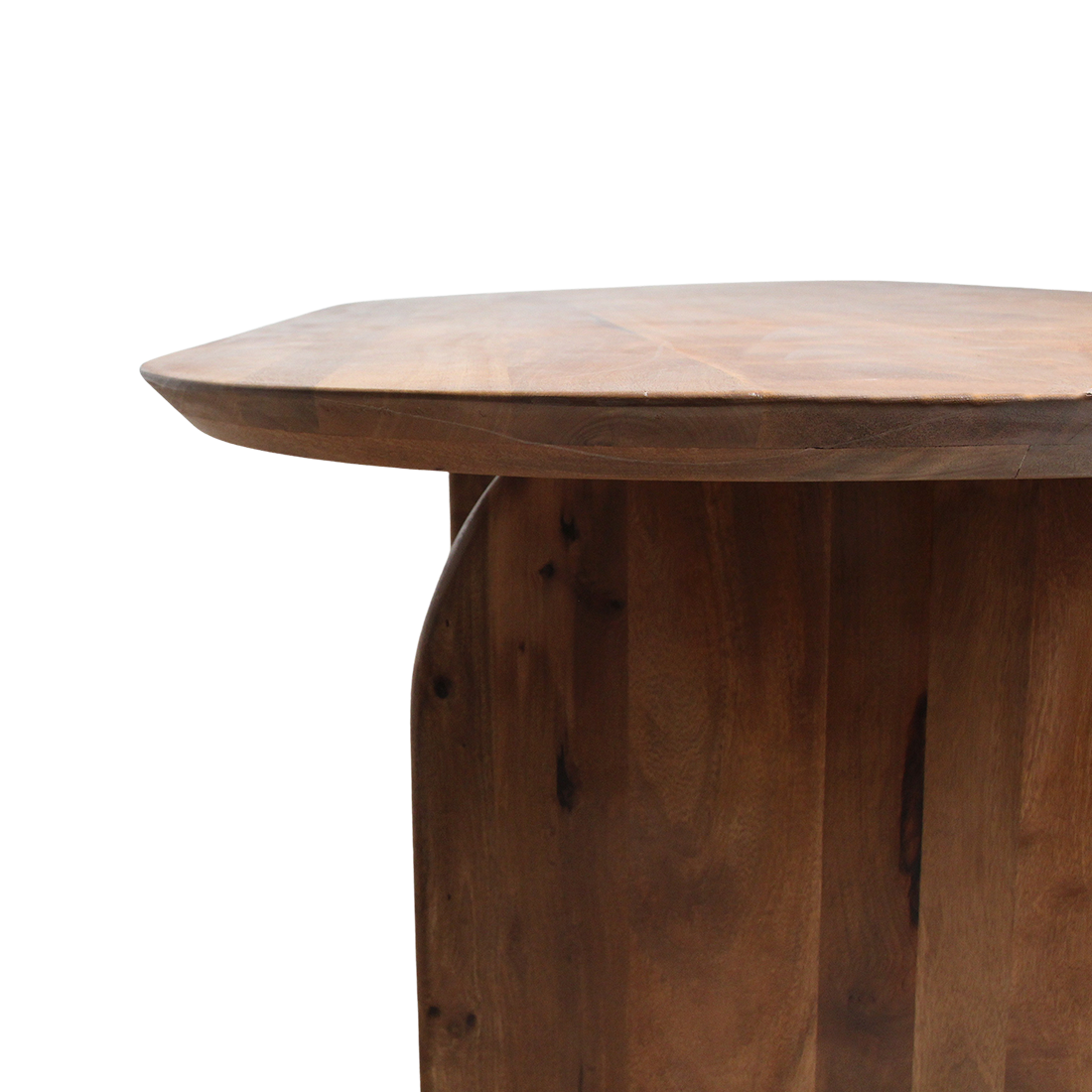Table à manger ovale en bois de manguier brun piétement plein – 240x90 cm