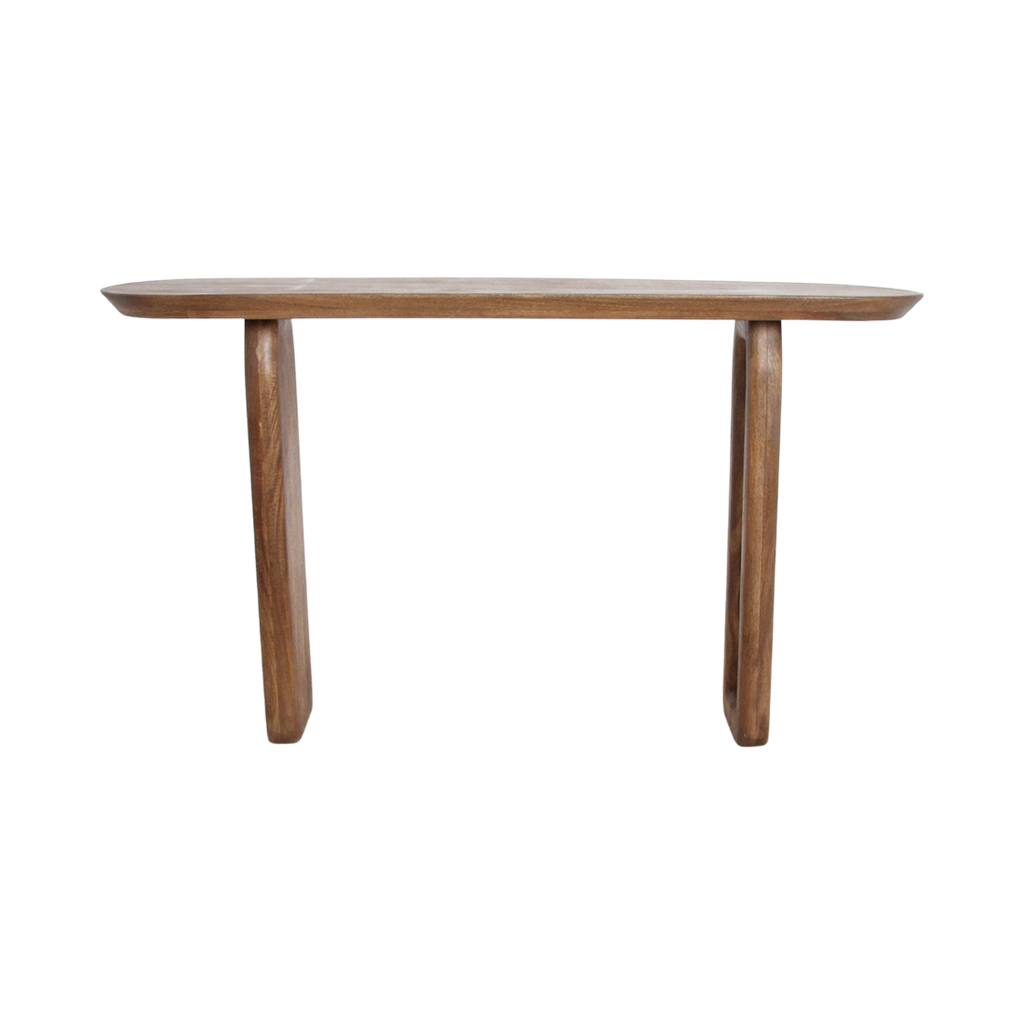 Console murale en bois de manguier brun pieds sculptés – 140x35 cm