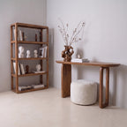 Console murale en bois de manguier brun pieds sculptés – 140x35 cm