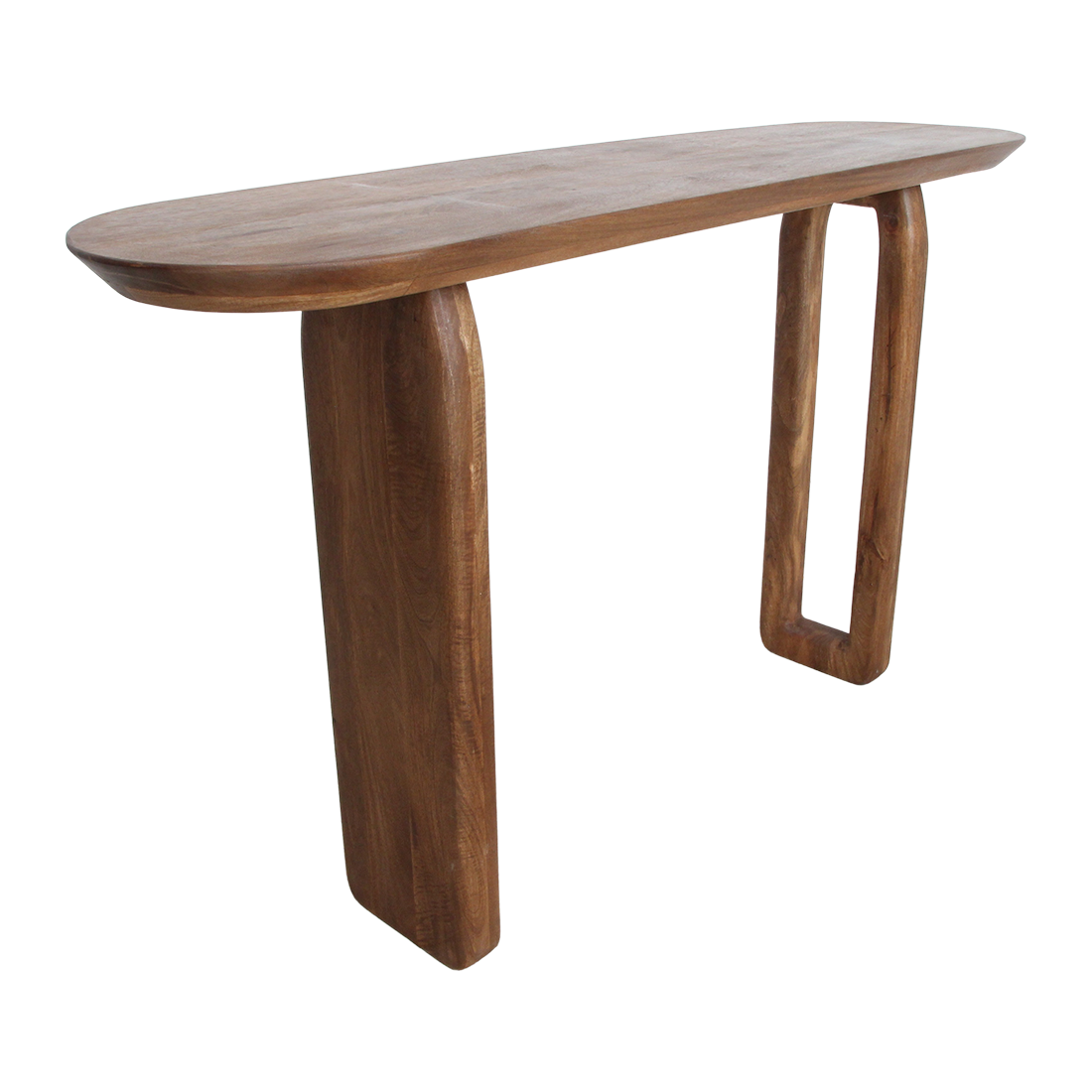 Console murale en bois de manguier brun pieds sculptés – 140x35 cm