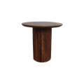Table d’appoint ronde en bois brun pied colonne cannelé – Ø50 cm