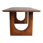 Table à manger manguier brun pieds U bords arrondis – 180x90 cm
