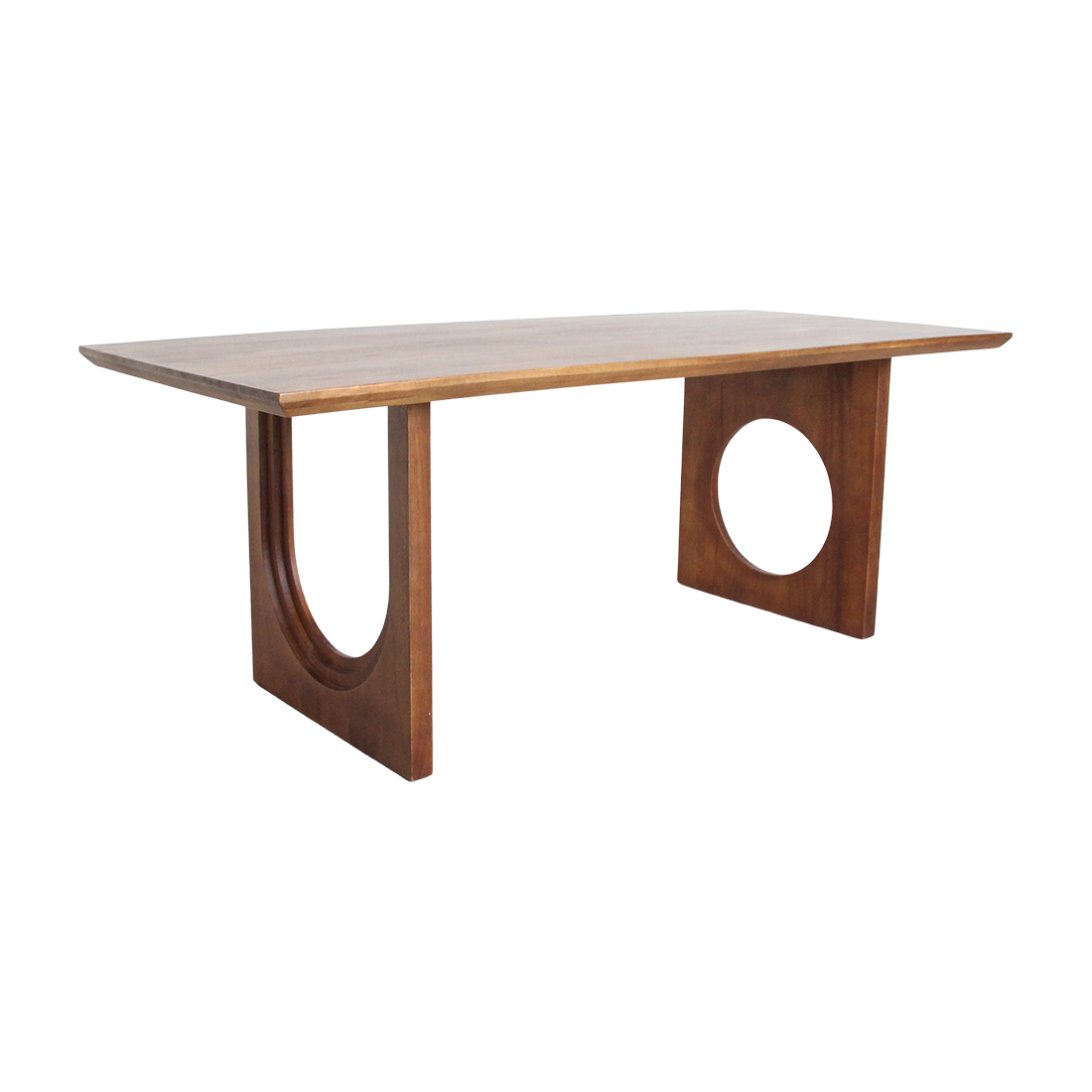 Table à manger bois manguier brun pieds géométriques – 180x90 cm