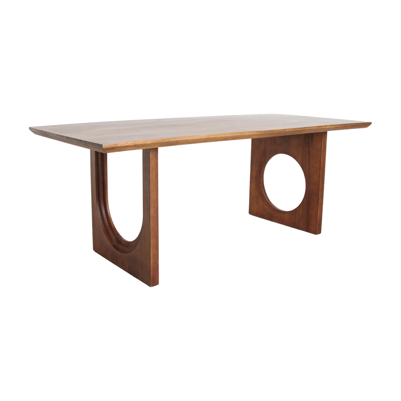 Table à manger bois manguier brun pieds géométriques – 180x90 cm