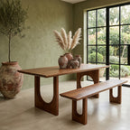 Table à manger bois manguier brun pieds géométriques – 180x90 cm