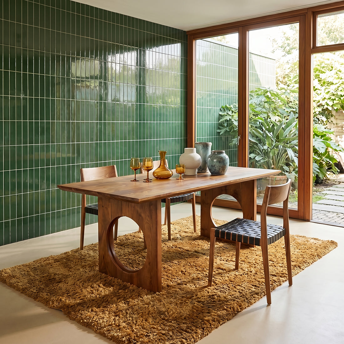 Table à manger manguier brun bords arrondis – 200x90 cm