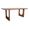 Table à manger manguier bord arrondi sculptural brun – 200x90 cm