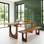 Table à manger manguier bord arrondi sculptural brun – 200x90 cm