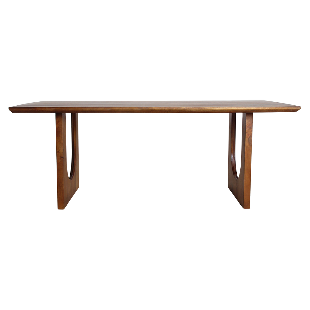 Table à manger manguier bord arrondi sculptural brun – 200x90 cm