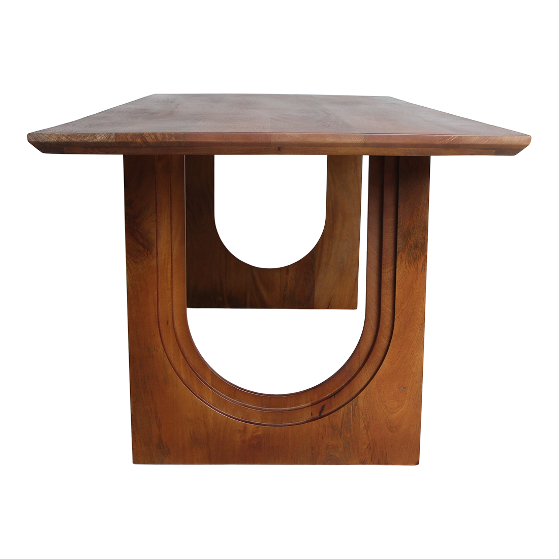 Table à manger manguier bord arrondi sculptural brun – 200x90 cm