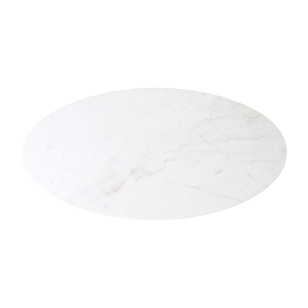 Table basse ovale en marbre blanc et bois de manguier – 120x60 cm