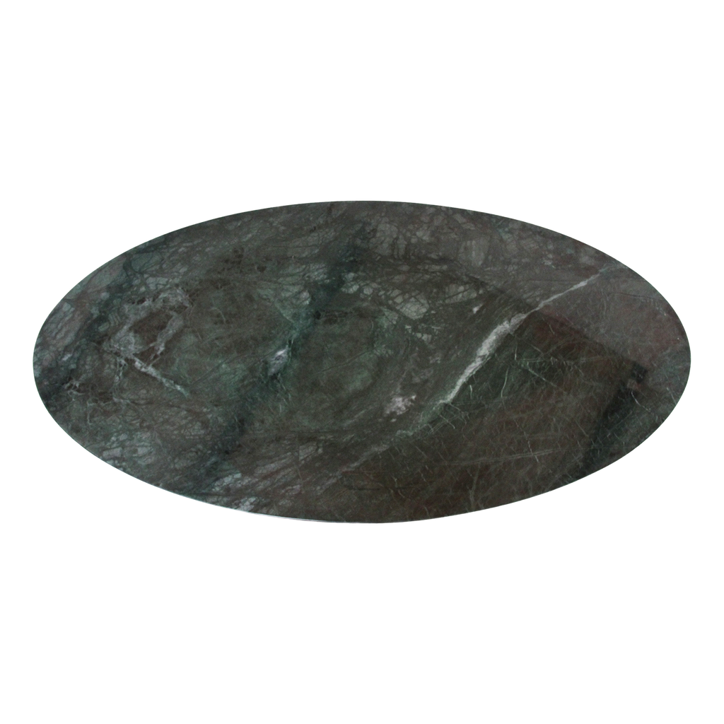 Table basse ovale en marbre noir et bois naturel – 120x60 cm