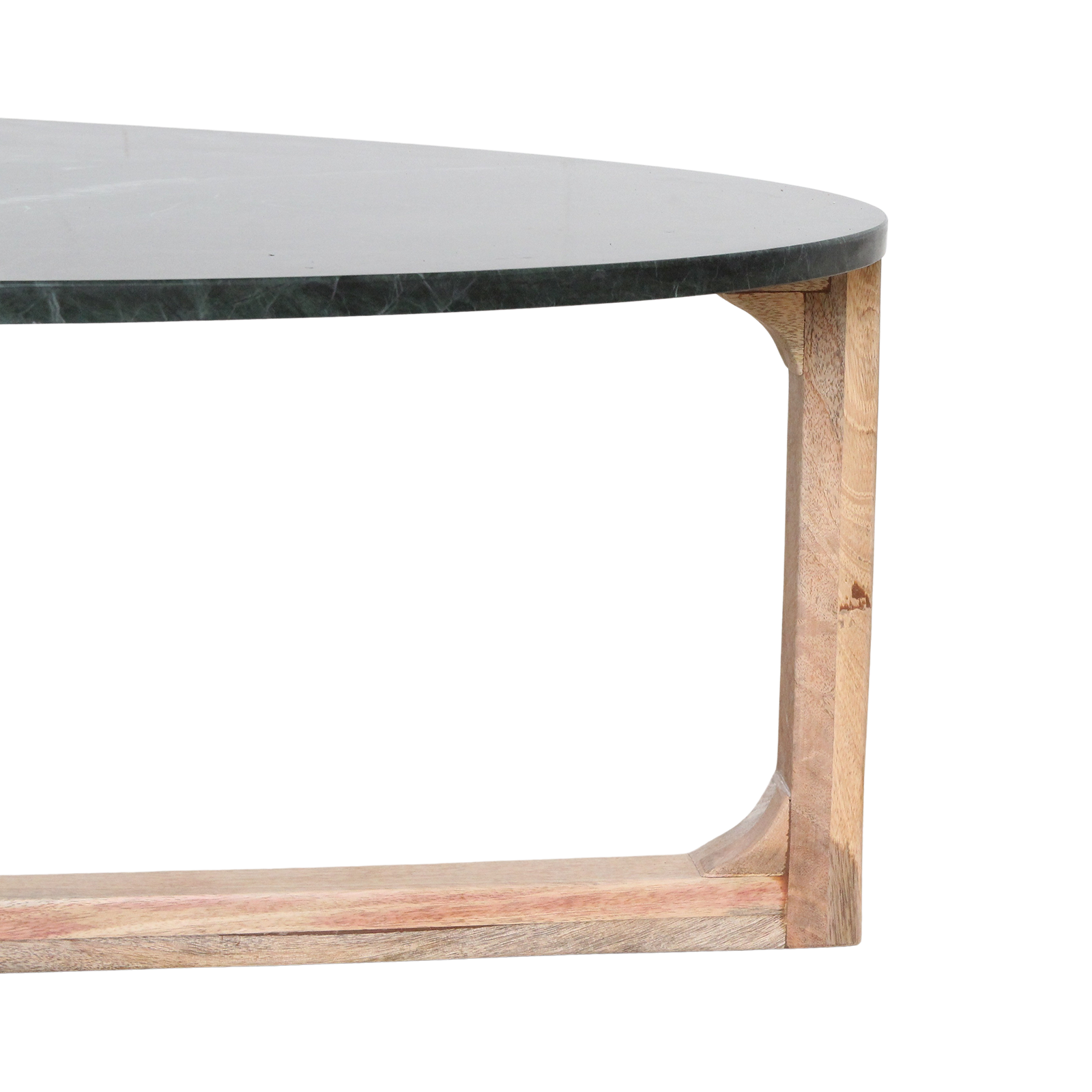Table basse ovale en marbre noir et bois naturel – 120x60 cm