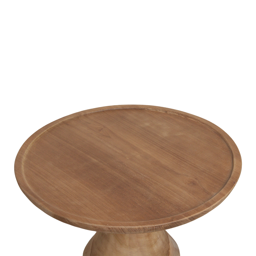 Table d'appoint teck recyclé naturel ronde – 50x50x60 cm