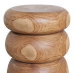 Tabouret galets bois teck beige salon extérieur – H45 cm