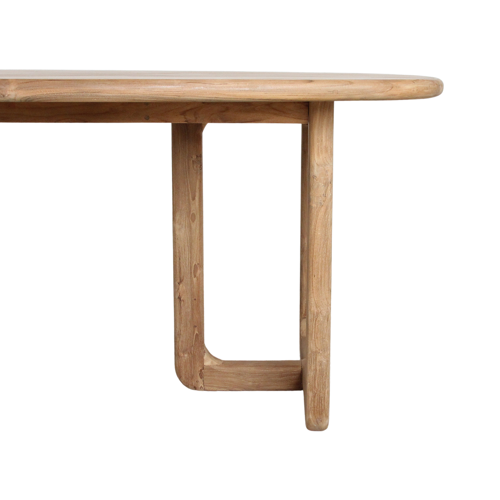 Table à manger en teck recyclé clair pieds arrondis – 200x100 cm