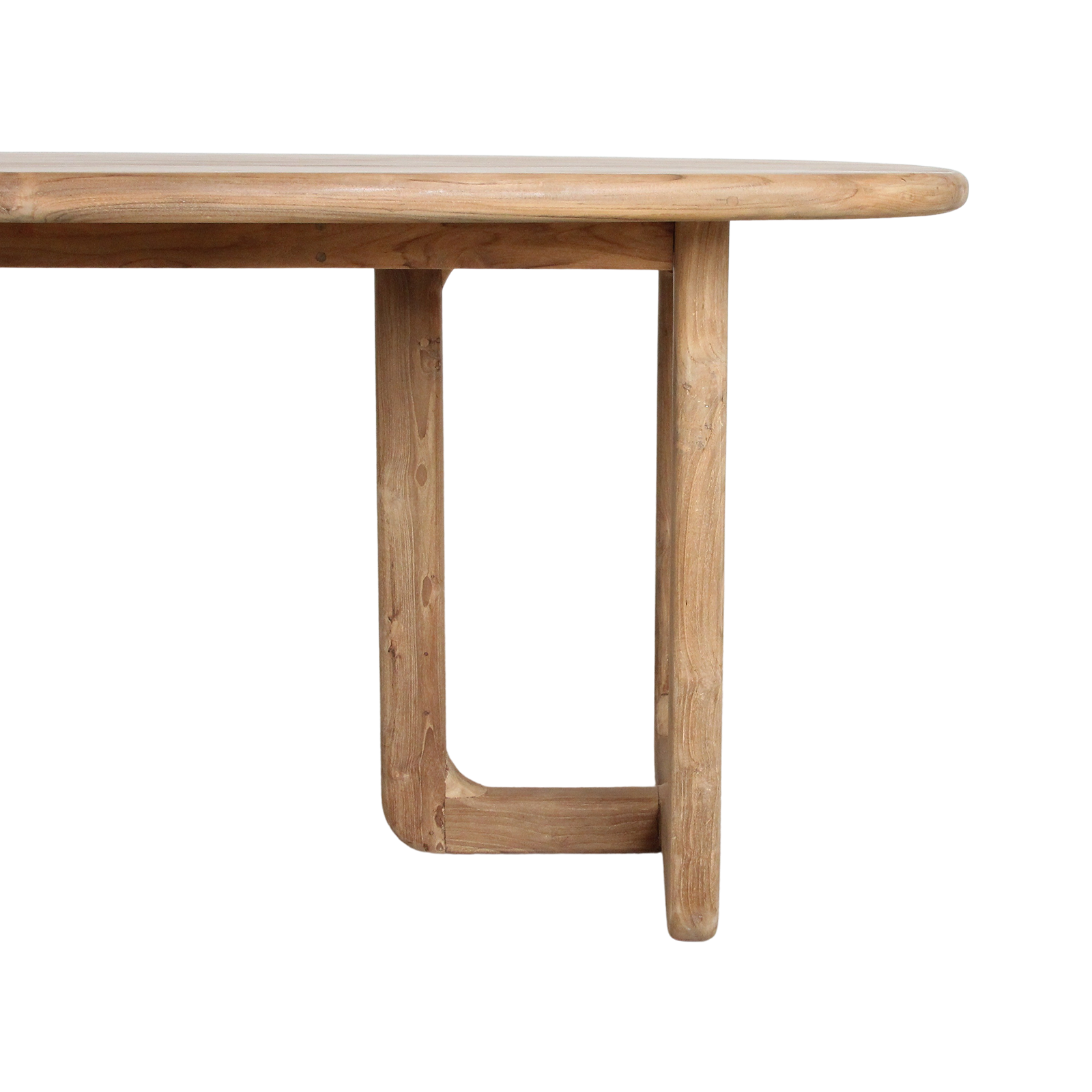 Table à manger en teck recyclé clair pieds arrondis – 200x100 cm
