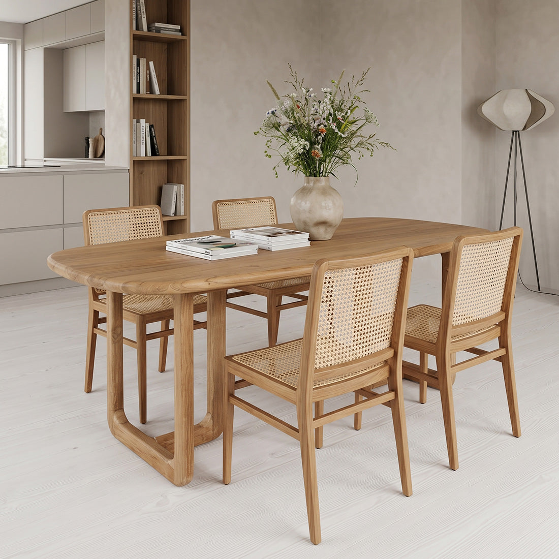 Table à manger en teck recyclé naturel oblong – 240x100 cm