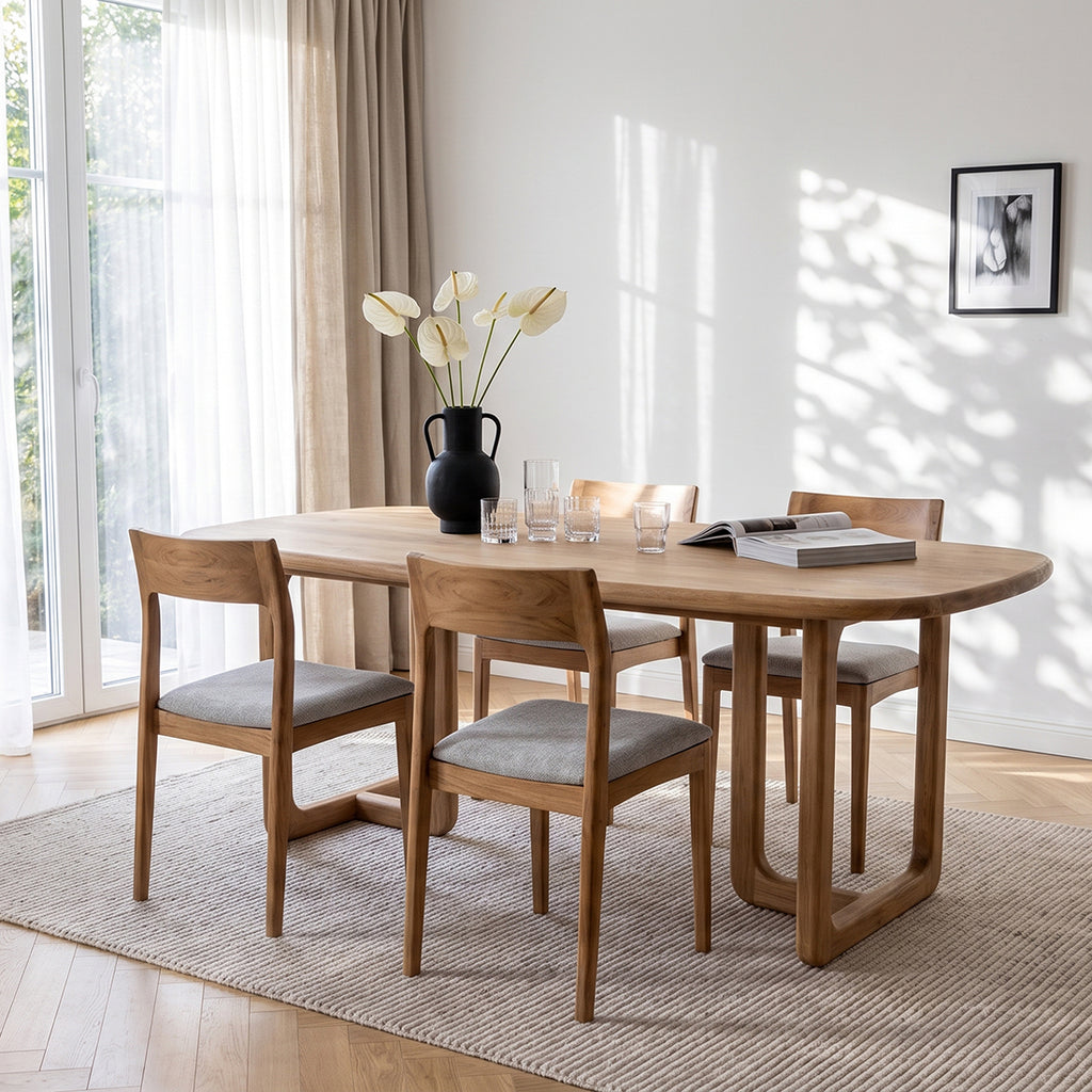 Table à manger en teck recyclé naturel oblong – 240x100 cm