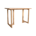 Table haute en teck recyclé coins arrondis terrasse intérieure – 160x80x105 cm