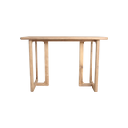 Table haute en teck recyclé coins arrondis terrasse intérieure – 160x80x105 cm