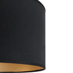 Abat-jour cylindrique en lin noir avec intérieur doré pour suspension Ø30 cm