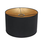 Abat-jour cylindrique en lin noir avec intérieur doré pour suspension Ø30 cm