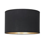 Abat-jour cylindrique en lin noir avec intérieur doré pour suspension Ø30 cm