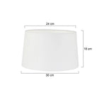 Abat-jour cylindrique en tissu blanc avec dimensions pour intérieur, Ø30 cm