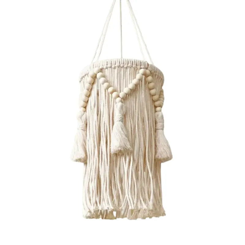 Abat-jour nordique en macramé fond blanc