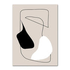 Art minimaliste abstrait en noir et blanc sur toile beige rectangulaire