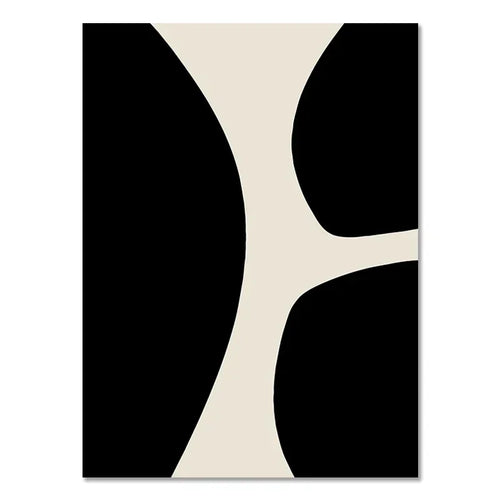 Affiche murale abstraite noir et crème en toile rectangulaire sans cadre
