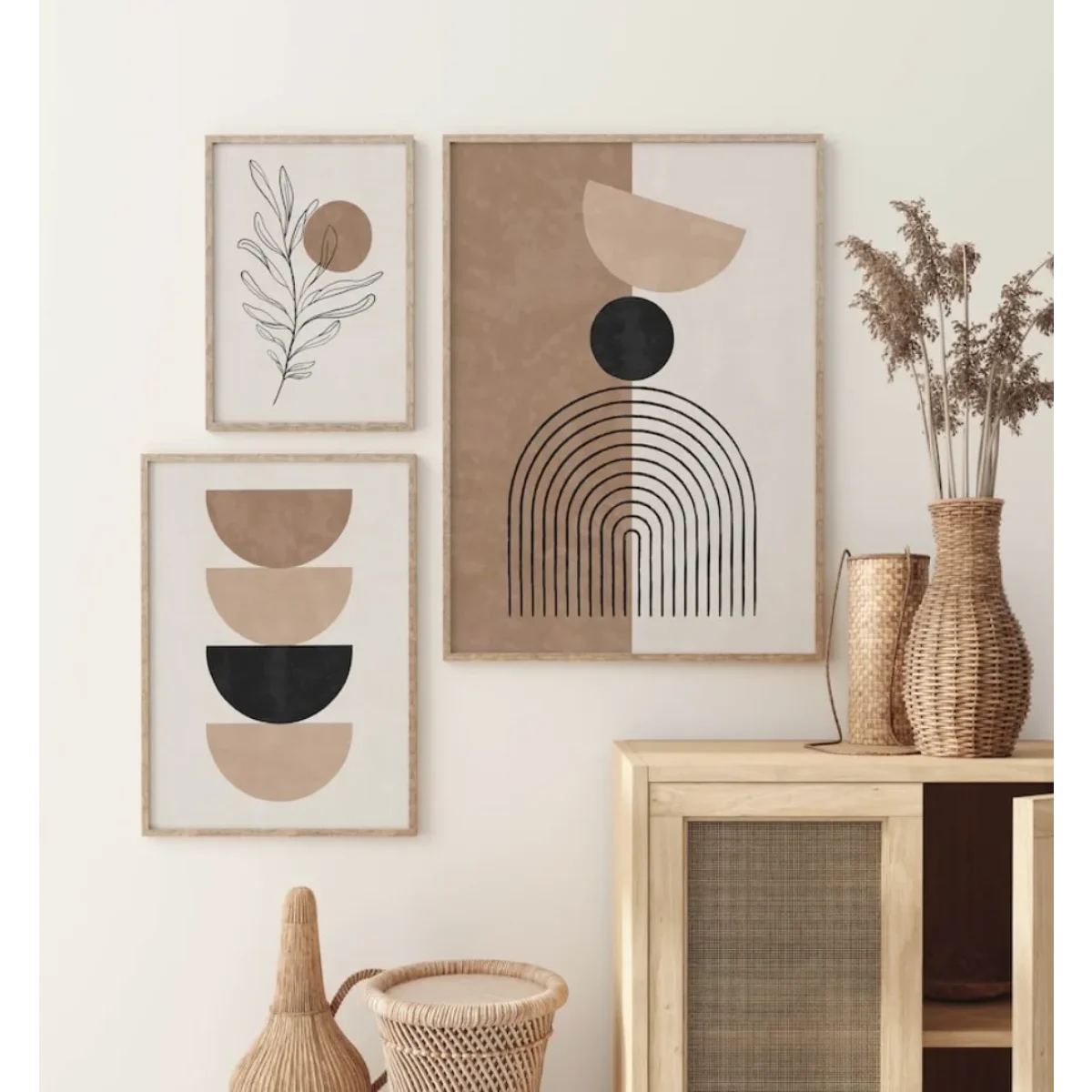 Collection d’art mural bohème sur toile pour Affiche murale géométrique sur toile set de 3