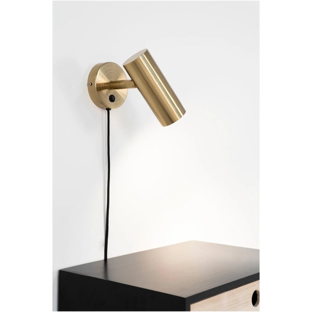 Applique murale en laiton doré avec tête cylindrique et bras ajustable H22 cm